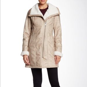 7 for mankind small faux shearling & suede coat